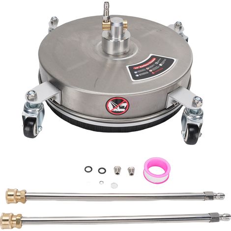 Rosvola Nettoyeur de Surface pour nettoyeur à pression de 14 pouces, accessoire électrique en acier inoxydable avec 2 buses de baguette d'extension 2000-4000PSI