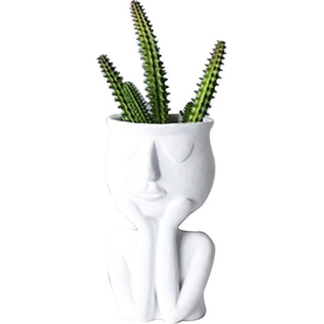 Vaso creativo in stile nordico per piante grasse, vaso astratto per fiori da interni e ufficio, bianco (1/5)