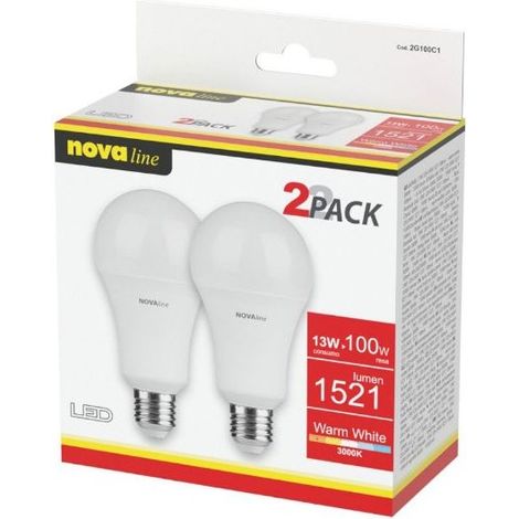 Lampadine led e27 13w goccia luce calda 1x2pz 3000k NOVALINE (1/2)