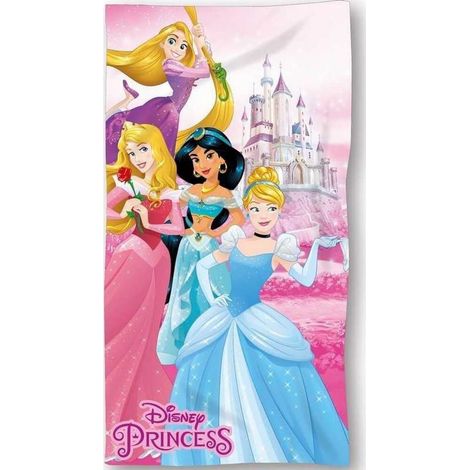 Serviette De Plage Princesses Disney Cendrillon, Jasmine, Aurore, Raiponce- 70 x 140 cm (1/2)