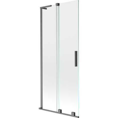 Paroi de baignoire coulissante 2 panneaux Mexen Velar L 85 x 150 cm, transparent, gris canon brossé - 896-085-003-01-66 (1/2)