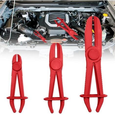 3-teiliges Kraftstoffschlauch-Klemmen-Set, flexible Schlauchschellen, Schlauchschellenzange, Schlauchschellenwerkzeug für Brems- und Kraftstoffschläuche (Rot)
