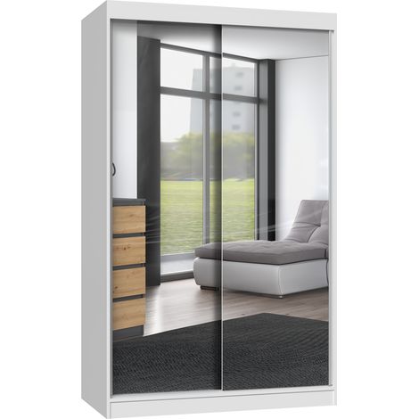 Armadio scorrevole moderno con specchi, bianco, 120 cm - Funzionalità e stile per la tua camera da letto (1/5)