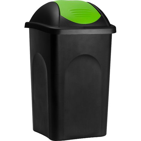 Stefanplast Cestino per Rifiuti 68x41x41cm con Coperchio 60L Raccolta Differenziata Multicolore Nero/ Verde