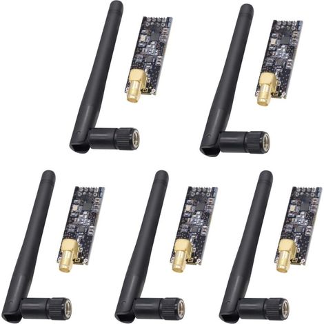 NRF24L01 + PA + LNA Module émetteur-récepteur sans fil RF avec antenne SMA 2,4 G 1100 m Compatible avec Arduino (5 pièces) (1/5)