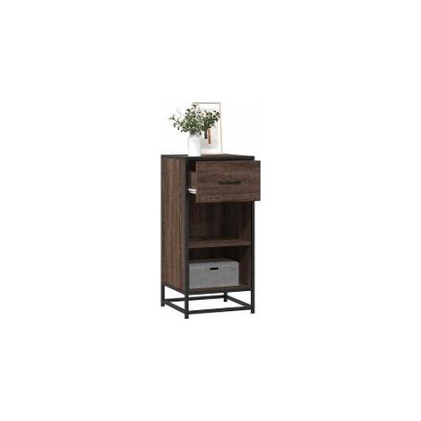 Buffet chêne marron 35,5x35x76 bois d'ingénierie et métal (1/5)