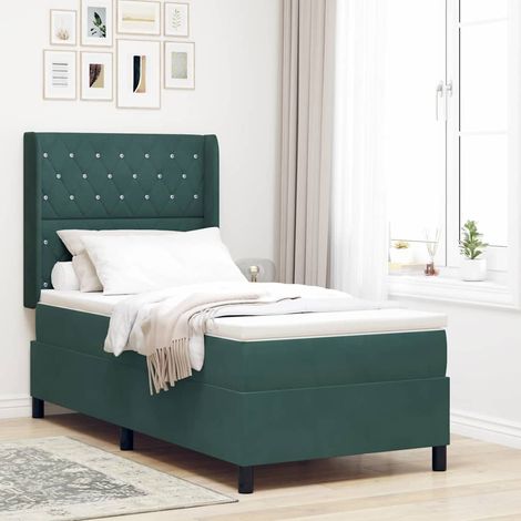 Cama tipo Box Spring Verde oscuro 100 x 200 cm Terciopelo (1/5)