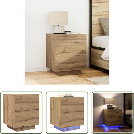 vidaXL LED-Licht - Nachttisch Artisan-Eiche 45 x 40 x 55 cm Holzwerkstoff (1/5)
