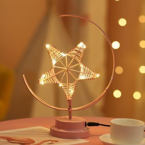 Handgefertigte LED-Laterne in Form eines Sterns und Mondes, perfekt als Geschenk zum Valentinstag oder zum Geburtstag. (1/4)