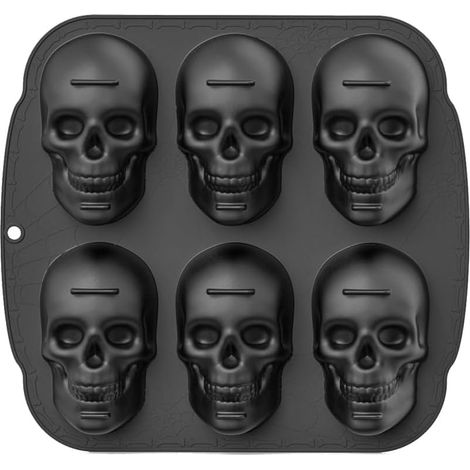 Totenkopf Kuchenform Halloween Silikonformen 3D 6-fach – eine tolle Überraschung für Groß und Klein (1/5)