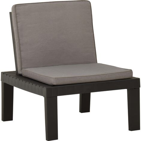 Garten-Lounge-Stuhl mit Auflage Kunststoff Grau
