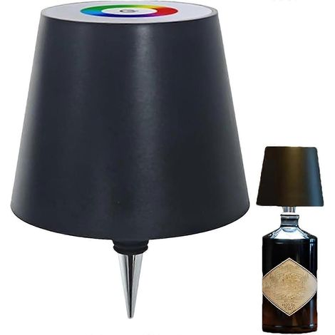 Lampe bouteille sans fil Pridola, lampe bouteille sans fil rechargeable avec mode respiration, lampe de table sans contact, noir RGB, 3 couleurs, intensité variable, rechargeable, mode respiration, la (1/5)