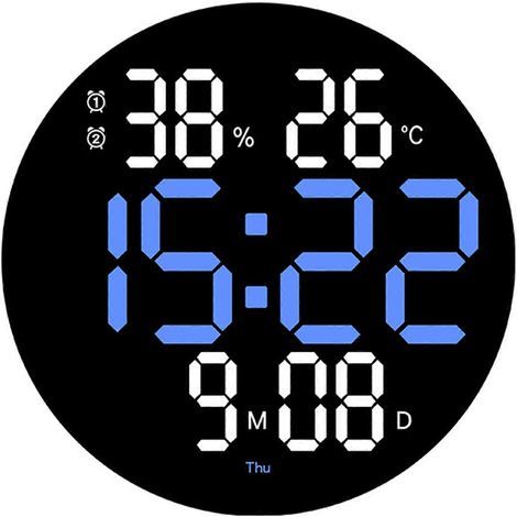 Horloge numérique grand écran avec télécommande, horloge murale LED de 10 pouces avec alarme et minuterie, idéale pour la chambre et le bureau. (1/5)