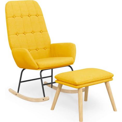 Maison Exclusive - Schaukelstuhl mit Fußhocker Senfgelb Stoff (1/5)