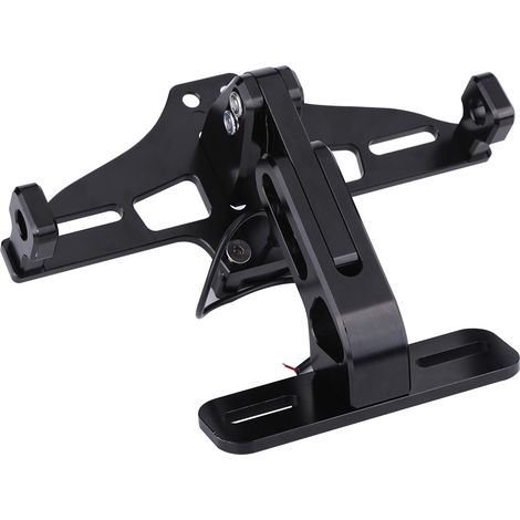 Support de plaque d'immatriculation réglable en aluminium pour moto avec éclairage noir (1/5)