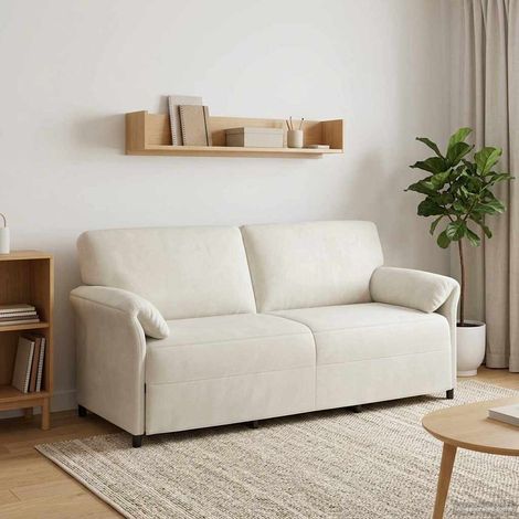 Sofá de 3 plazas Crema 198 x 83 x 95 cm Terciopelo