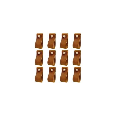 Bouton de porte de tiroir, poignée meuble en cuir 12 pièces, douce poignée de porte avec écrous vis, anti-collision poignee de meuble cuisine chambre, Beau cadeau (rouge-marron) (1/5)
