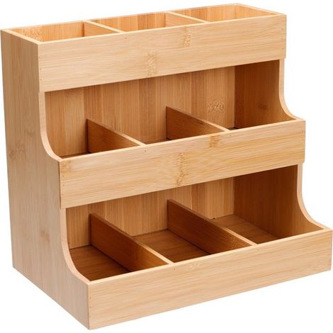 Étagère de cuisine/plan de travail - bois de bambou - 26 x 16 x 24 cm - Organisateur à 3 niveaux - naturel