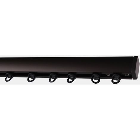 Kit rail à rideau marron 150 cm - 15x25mm - Fixation plafond - Boulet
