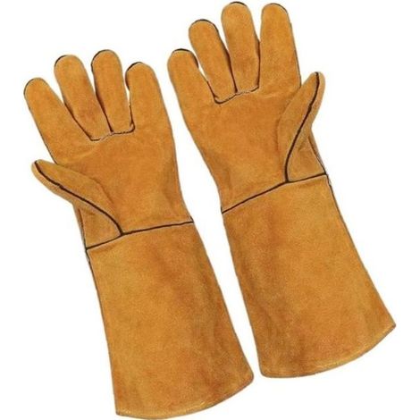 Gants en cuir résistant au feu Gantelets durables Gants de soudeur de vachette pour le travail de sécurité 1 paire (1/4)