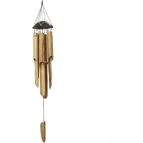 Bambus-Windspiel, Dekoratives Mobile, Klangröhren, Entspannendes Garten-Windspiel, Feng-Shui-Türklingel, 60 cm (1/4)