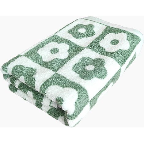 2 serviettes de bain motif floral rétro, 75 x 35 cm et 140 x 70 cm, 100 % coton, tissage 150 fils/cm², pour visage et séchage (1/5)