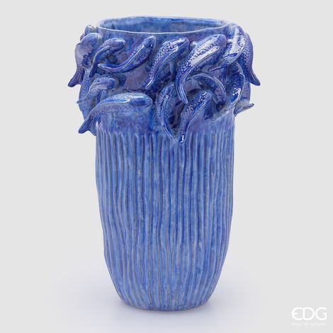 EDG Enzo De Gasperi Vaso Chakra Carpa Koi H 41 Cm D 27,5 Cm Waterproof Blue