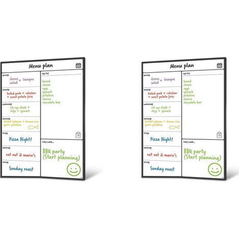 2X Tableau Blanc Magnétique Calendrier de Réfrigérateur Planificateur de Repas et Liste de Courses Tableau Blanc - Tableau Mémo et Planificateur (1/4)