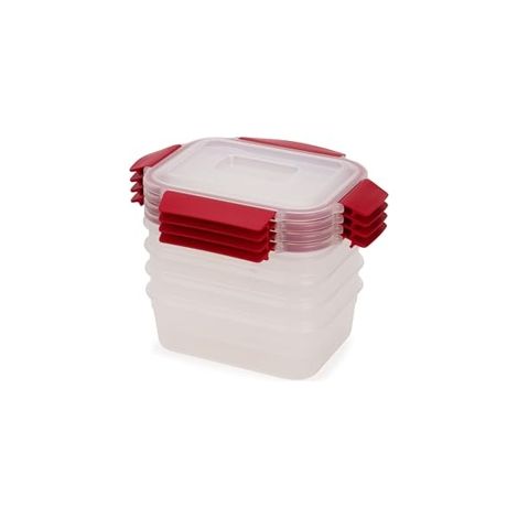Nest Lock™ 4-Piece Joseph Joseph, set de contenitori de conservazione de cibo, 1.1L, impilabile, ermetico e a prova di perdite de, adatto a microonde e congelatore, colore rosso (1/5)
