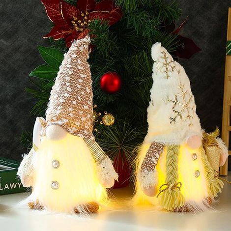 2 piezas de gnomos navideños luminosos, gnomos navideños de peluche, adornos navideños de enanos, adornos navideños de gnomos elfos, adornos para chimenea, adornos navideños de gnomos de Papá Noel sue (1/5)