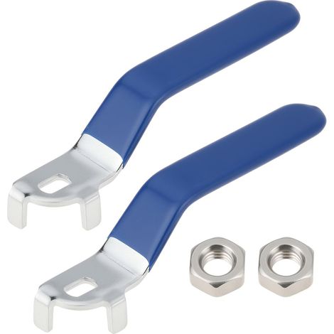Set of 2 Quarter Turn Levers 10 x 6 mm with M10 Nuts for Ball Valve DN25 (1/5)