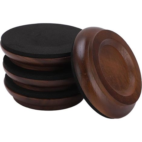 Protections de roulettes pour piano, lot 4, couleur noyer noir (1/5)
