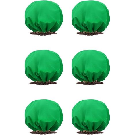 CCYKXA  Set of 6 insulated frost protection plant covers, non-woven winter covers with drawstring, green garden (1/4)