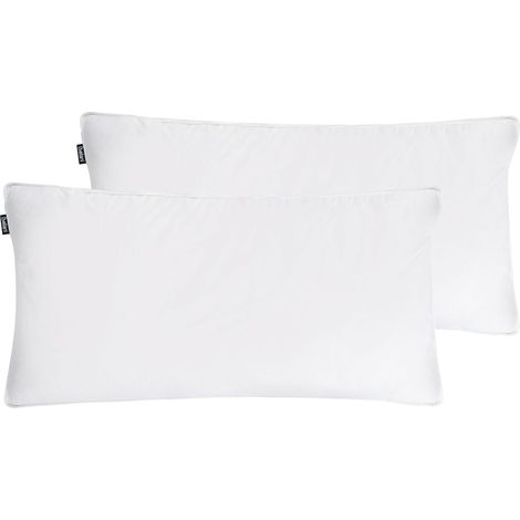 Set of 2 Bed Pillow White Cotton Duck Down and Feathers 40 x 80 cm Medium Soft VIHREN (1/5)