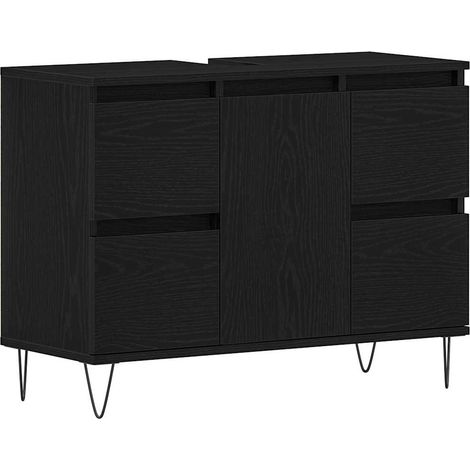 Maison Exclusive - Armadio per Lavabo da Bagno Rovere Nero 80 x 33 x 60 cm