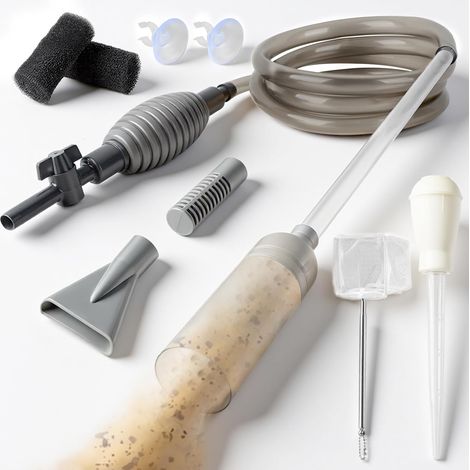 Aspirateur Aquarium Multifonction 5 en 1 – Kit de Nettoyage Aquarium pour Gravier et Sable, Pompe de Changement d'eau avec Tuyau et Valve de Régulation, Idéal pour Petits et Grands Aquariums (1/5)
