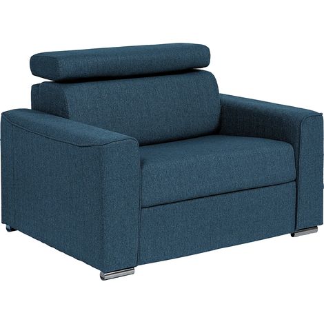 Fauteuil convertible express en tissu bleu - Couchage 70 cm - Matelas 14 cm - VIZIR (1/4)