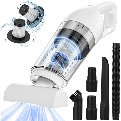 Leistungsstarker kabelloser Staubsauger mit 9000 Pa und 120 W, wiederaufladbarer Mini-Handstaubsauger per USB für Zuhause, Auto und Büro (weiß) FLITI (1/4)