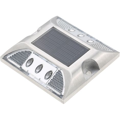 Lampe solaire 2W 6 LED pour allée, contrôle de la lumière, bonne capacité de charge, étanche IP68, lampe de signalisation routière pour rue, avenue, autoroute, parking, voie de circulation, blanc (1/5)