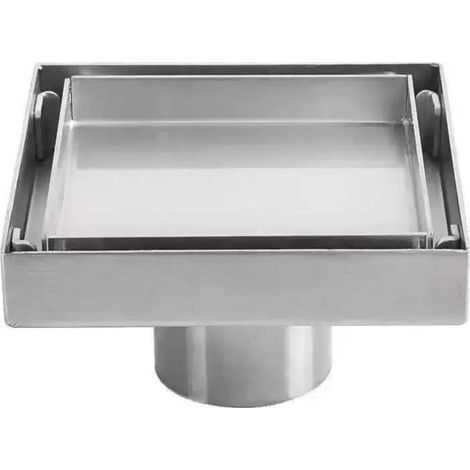 SUS 304 stainless steel floor drain – 10 x 10 cm square drain – High drainage capacity – Odor and pest resistant (1/5)