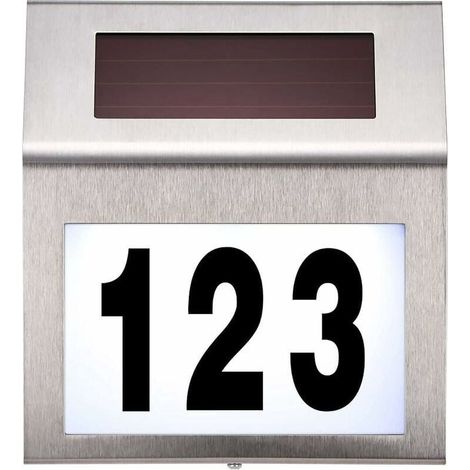 Targa numero civico in acciaio inox con energia solare, per testare l'acqua per la casa, Lampada solare del LED, lampada del numero di casa (1/5)