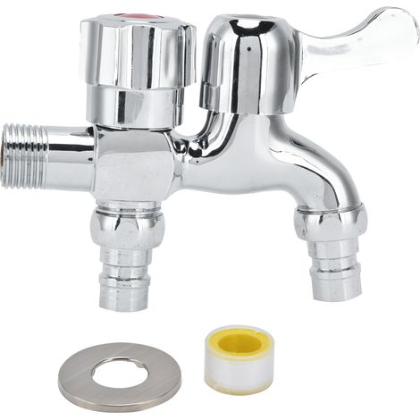 Robinet de machine à laver double filetage mâle G1/2, robinet d'arrosage pour jardin et irrigation (1/5)