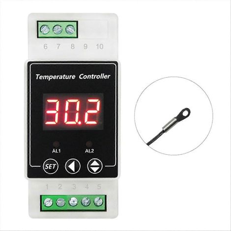 Thermostat de rail DIN DC8-24V, relais 2 voies, contrôleur de montage sur rail avec LED, régulateur de tension 8-24V. (1/5)