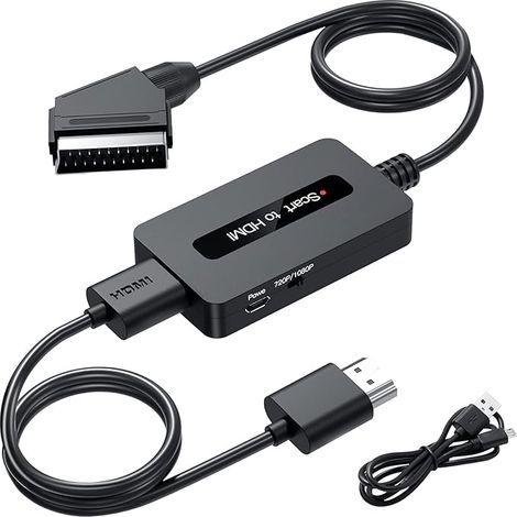 Convertidor SCART a HDMI con cables, adaptador de salida SCART macho a HDMI para Sky/DVD/STB con salida SCART para visualización en televisores HD. (1/5)