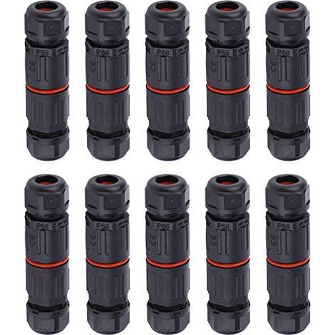 BEBUSINGOTO 10 Stück IP68 wasserdichter Kabelverbinder, 0,5 mm²  2,0 mm² 3-poliger Anschlusskasten-Kabelverbinder für Springbrunnen im Freien, Landschaftsaquarien, Straßenbeleuchtung