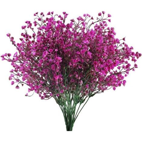 4pcs Gypsophile Fleurs Artificielles Deco 7 Branches Fausse Fleur Decoration Fushia Plantes Plastique Arbuste Buissons pour Mariage Maison Jardin Exterieur Interieur Balcon Arrangement Floral-Karteo (1/5)