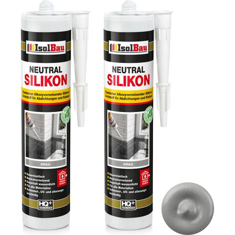 Neutralsilikon Naturstein Silikon Marmor Granit Sanitär Inn/Auß 2 x 300ml Grau (1/5)