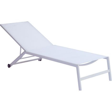 Lettino Prendisole da Giardino 195x70x34 cm con Ruote Avorio