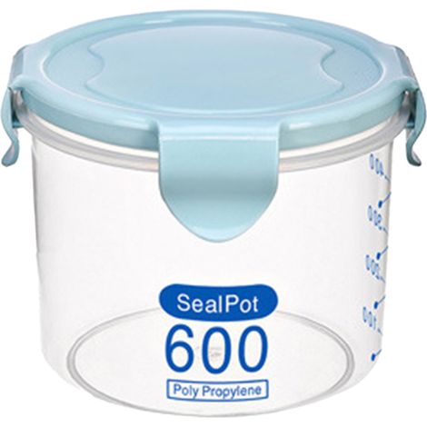 1 boîte de rangement alimentaire, contenant hermétique en PP, 600 ml, diamètre 8,5 cm, hauteur 9,5 cm, couleur bleue (1/5)