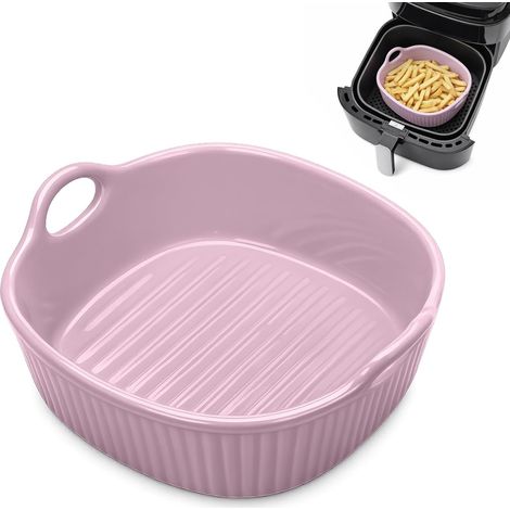 Plat à gratin rond en céramique pour friteuse à air chaud 18,5 x 16,5 x 5,5 cm Moule à lasagnes et à lasagnes coloré Moule en céramique avec poignées pour four à micro-ondes (lavande/violet-650 ml (1/5)
